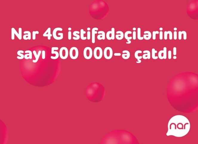 “Nar” 4G istifadəçilərinin sayı yarım milyon oldu