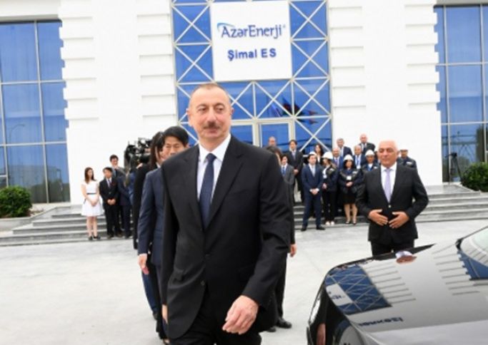 İlham Əliyev Bakıda elektrik stansiyasının istismara verilməsi mərasimində - YENİLƏNİB