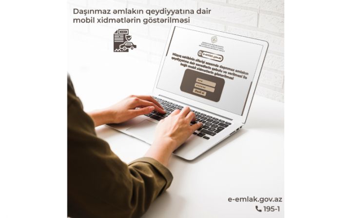 Daşınmaz əmlakın qeydiyyatına dair sənədlərin qəbulu və verilməsi xidməti ünvanda da göstərilir