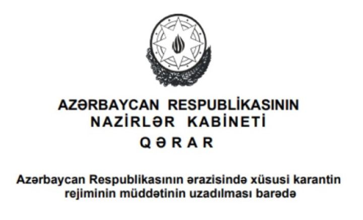 Azərbaycanda xüsusi karantin rejiminin müddəti uzadıldı