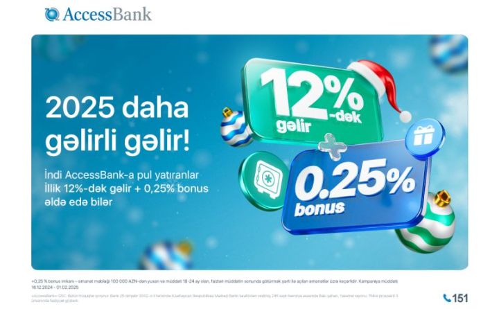 AccessBank müddətli manat əmanətləri üzrə 0,25%-lik əlavə fürsət təklif edir
